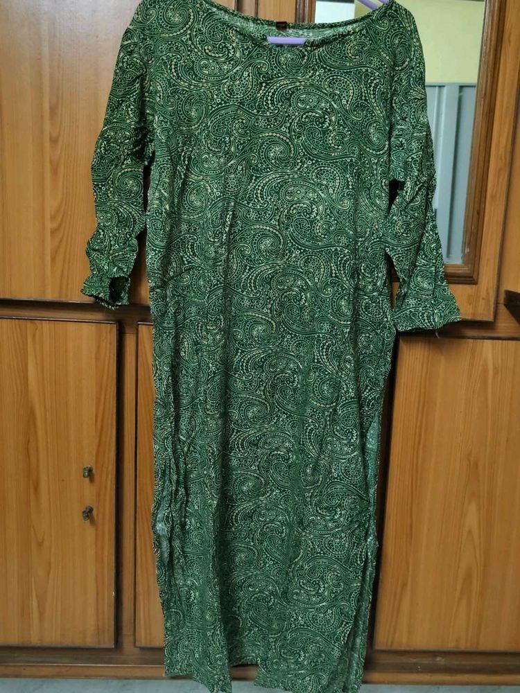 Green Printed Kurta