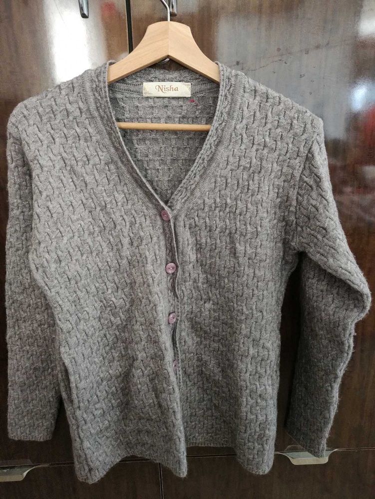 Nisha Gray Knit Cardigan for Women