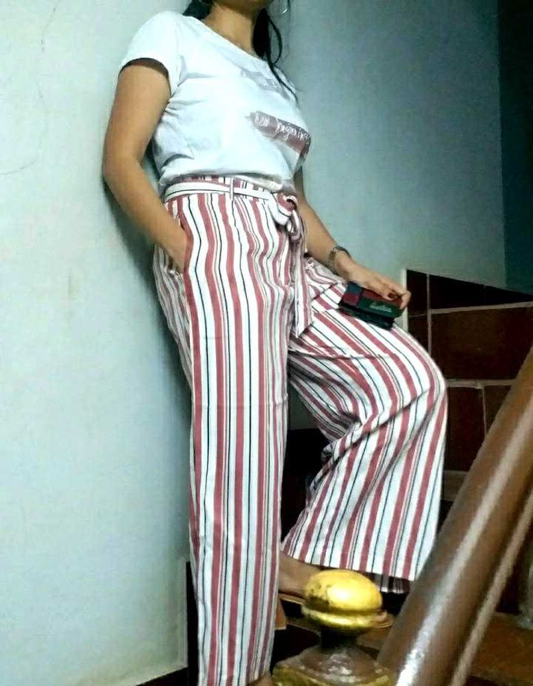 Pinteresty Juniper Striped Culotte Pants With Belt