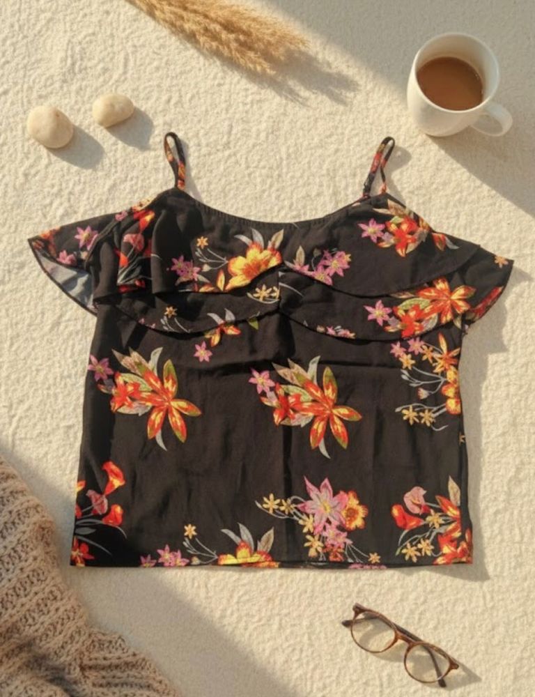 Floral Print Off-Shoulder plus size Top