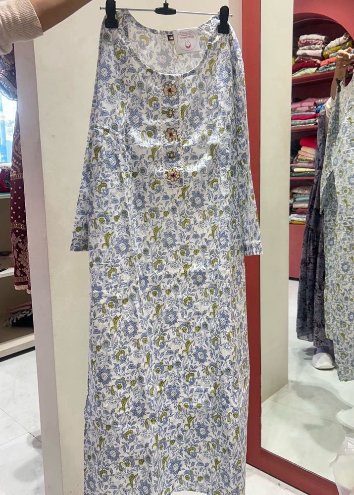 Floral Print Cotton Kurta