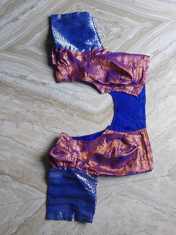 New Blue &amp; Gold Saree Blouse
