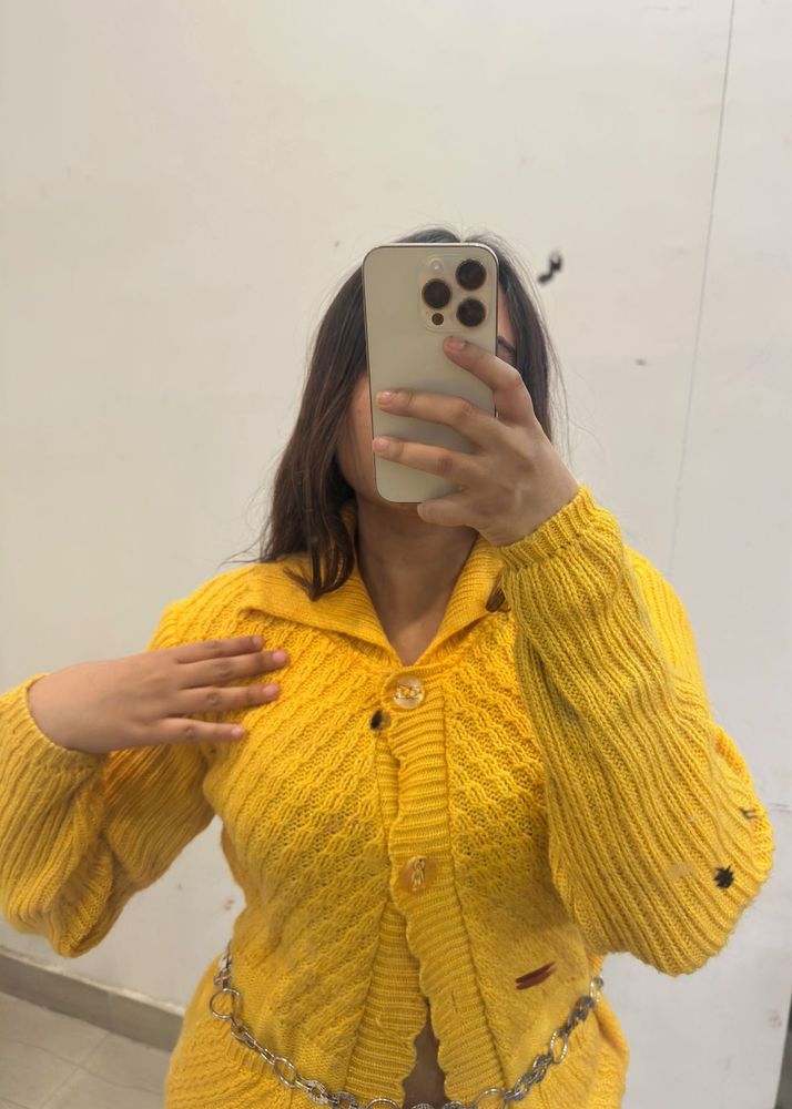 Yellow Knit Cardigan