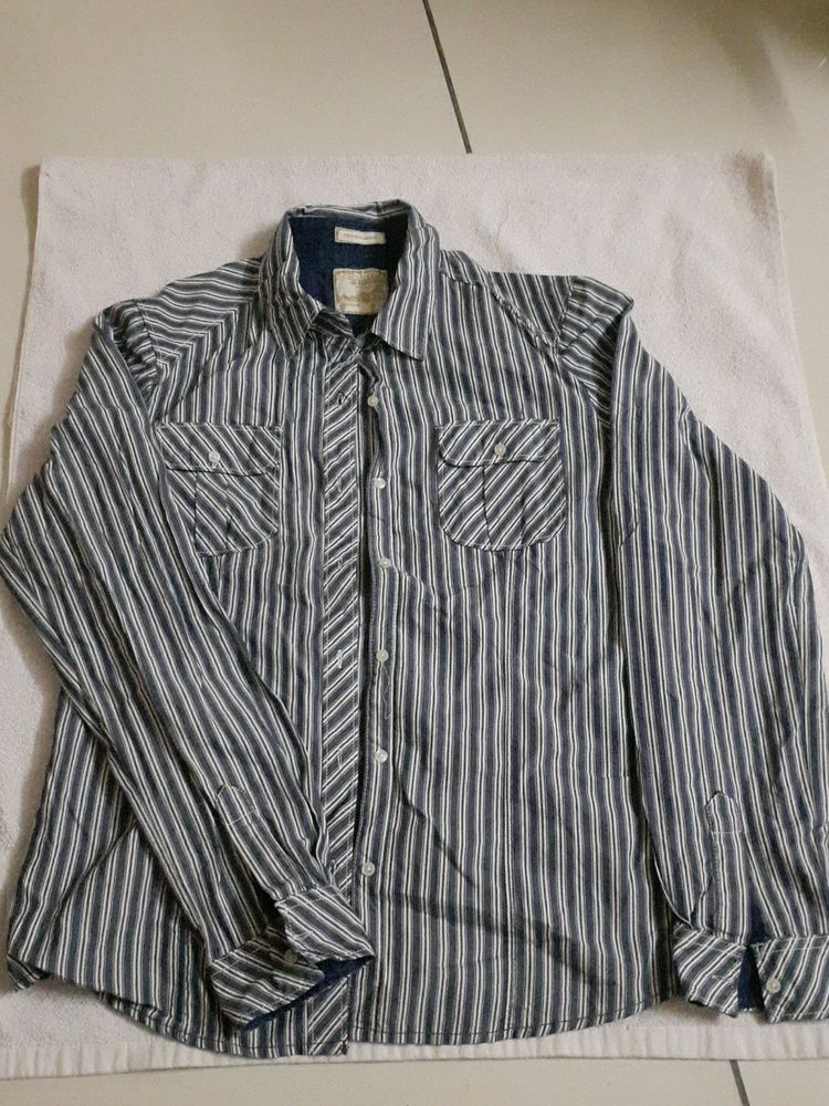 Blue Stripes Casual Shirt Women