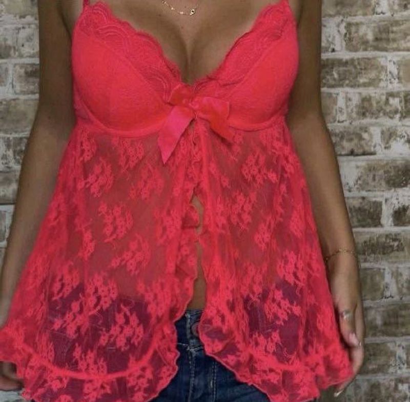 h&amp;m Red Lace Lingerie corset Top