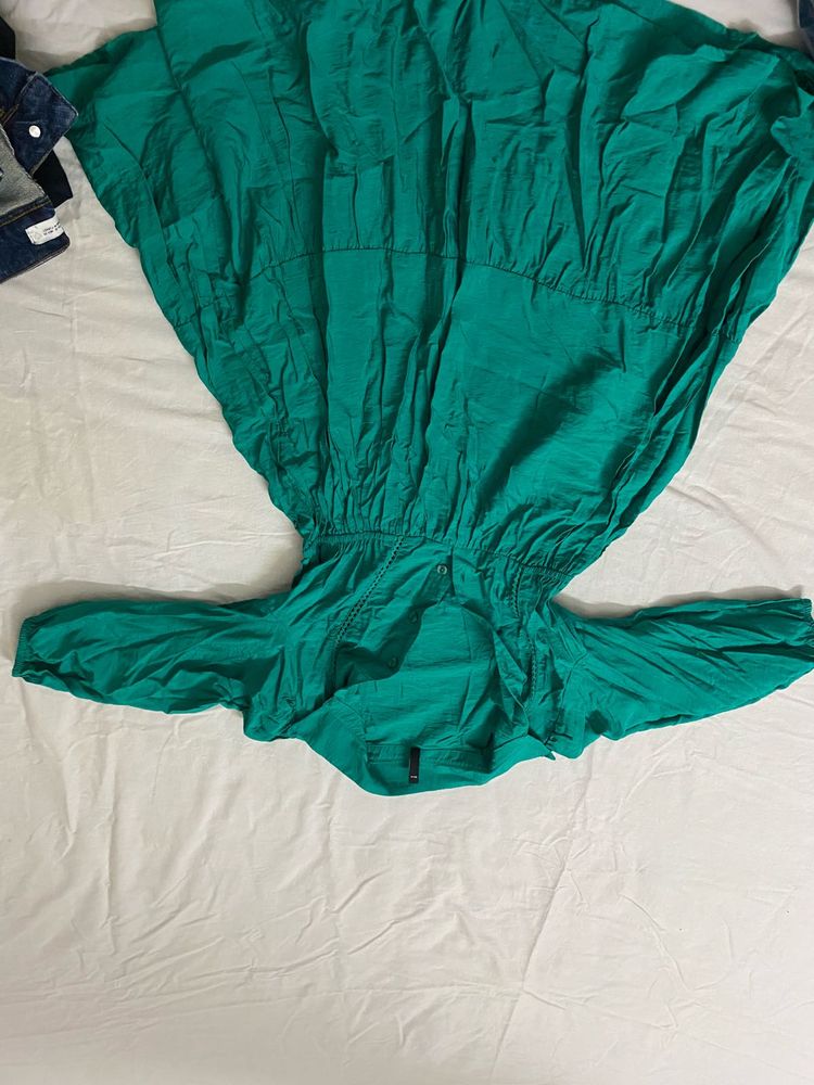 mini green and blue dress