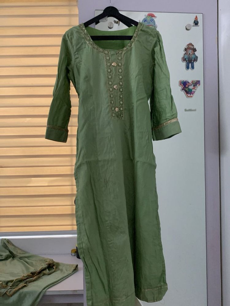Green Embroidered Salwar Set