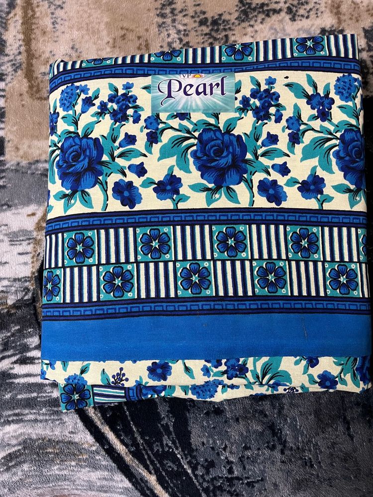 blue Floral Print double bed Bedsheet