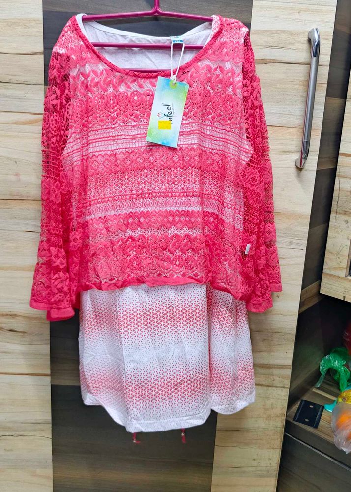 Pink Lace Detail Dress 4xl