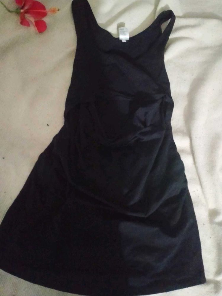 Black Short Dress With Waist Cut Out
