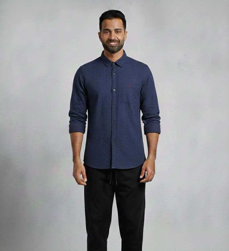 Louis Phillipe Stylish Blue Patterned Shirt