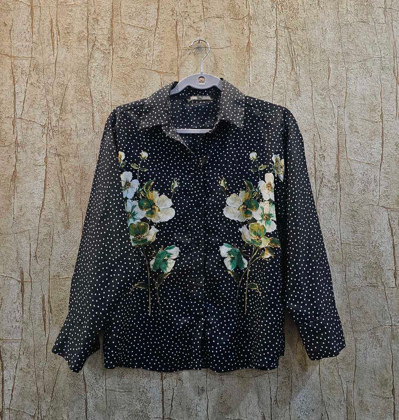 ZARA Polka Dot Floral Shirt | Worn Once | Size M (