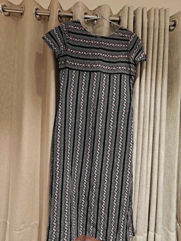 Patterned Black Dress