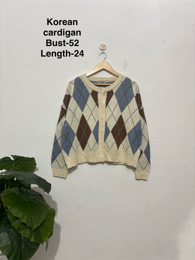 Argyle Knit Cardigan