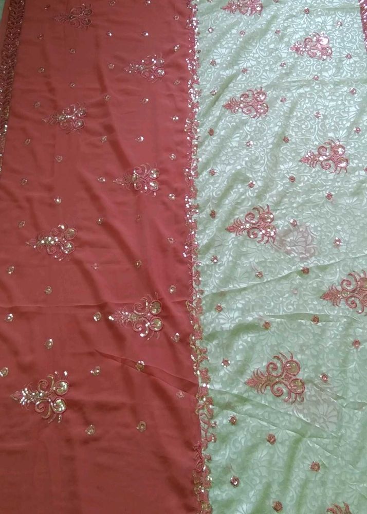 Georgette And Brocade Saree