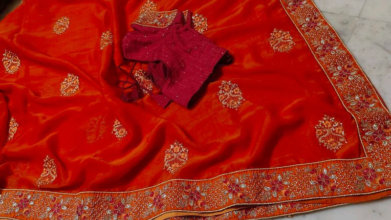 Elegant Embroidered Saree with Blouse