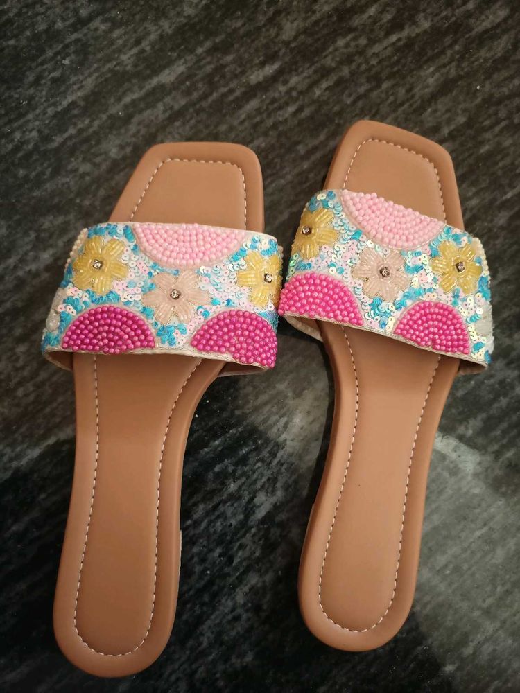 Beaded Flower Slides