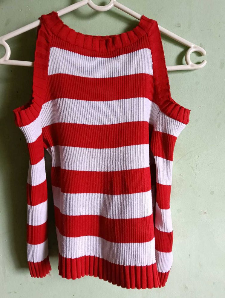 Crop Top White And Red