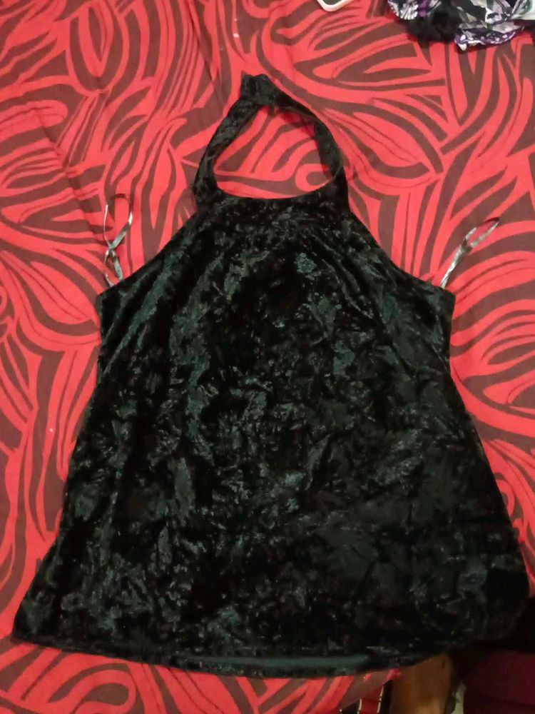 Black Velvet Halter Top