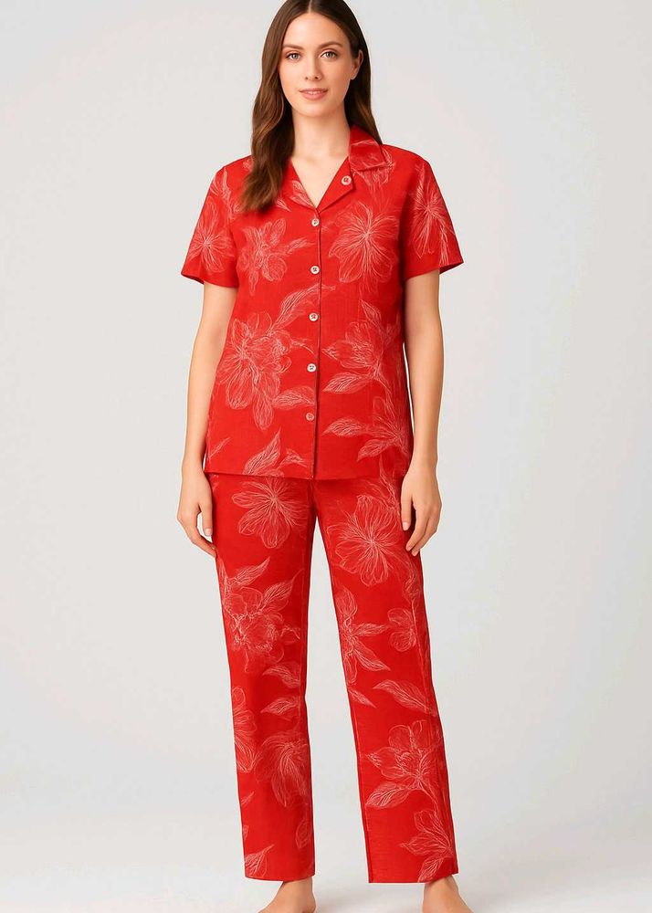 Red Floral Cotton Co-ord Set