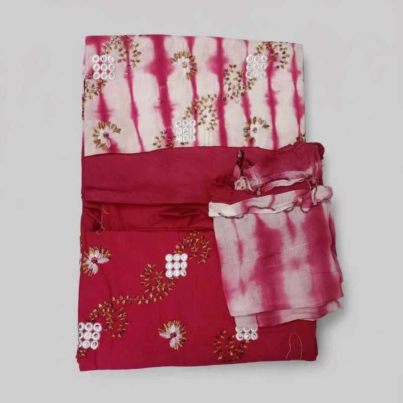 Pink Embroidered Dress Material undtitched