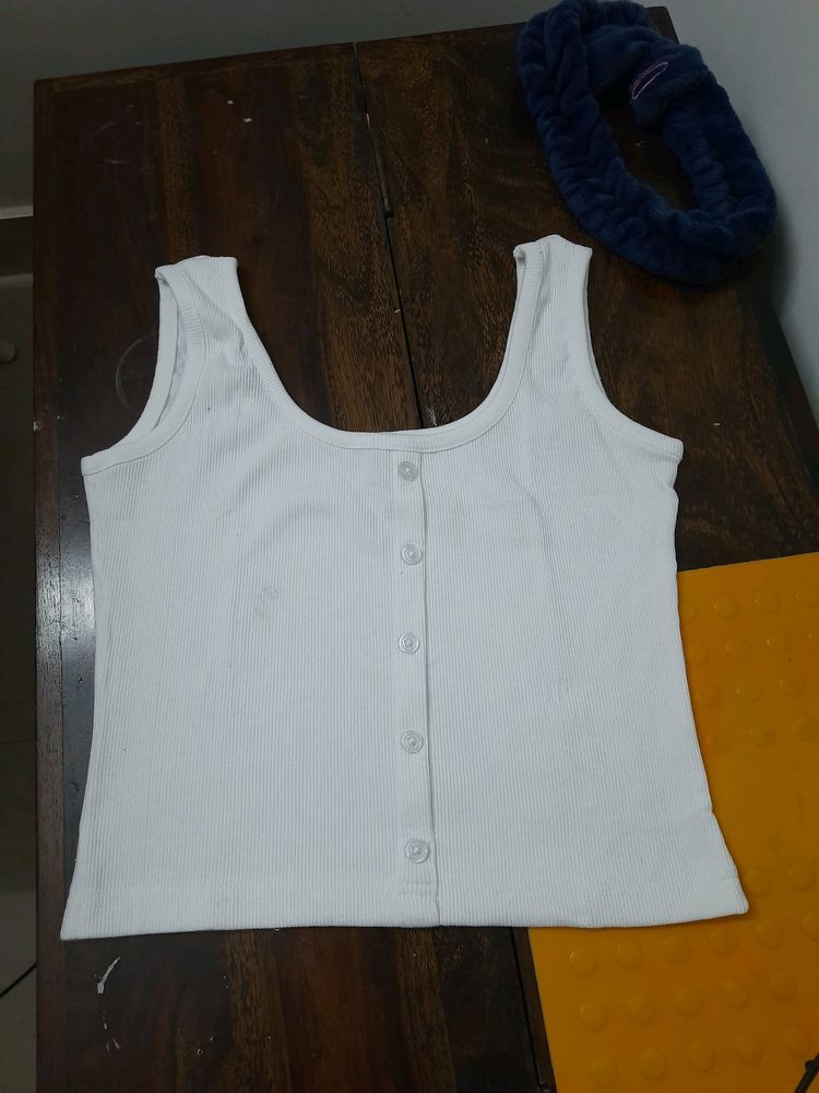 New Crop Top Wear Summer White Ribbed Tank Stretch