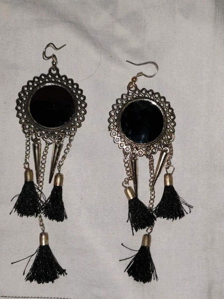 Boho Tassel Mirror Drop Earrings