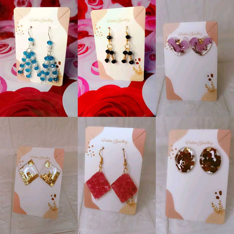 6 Pair Earings Set So Beautiful And Handmade
