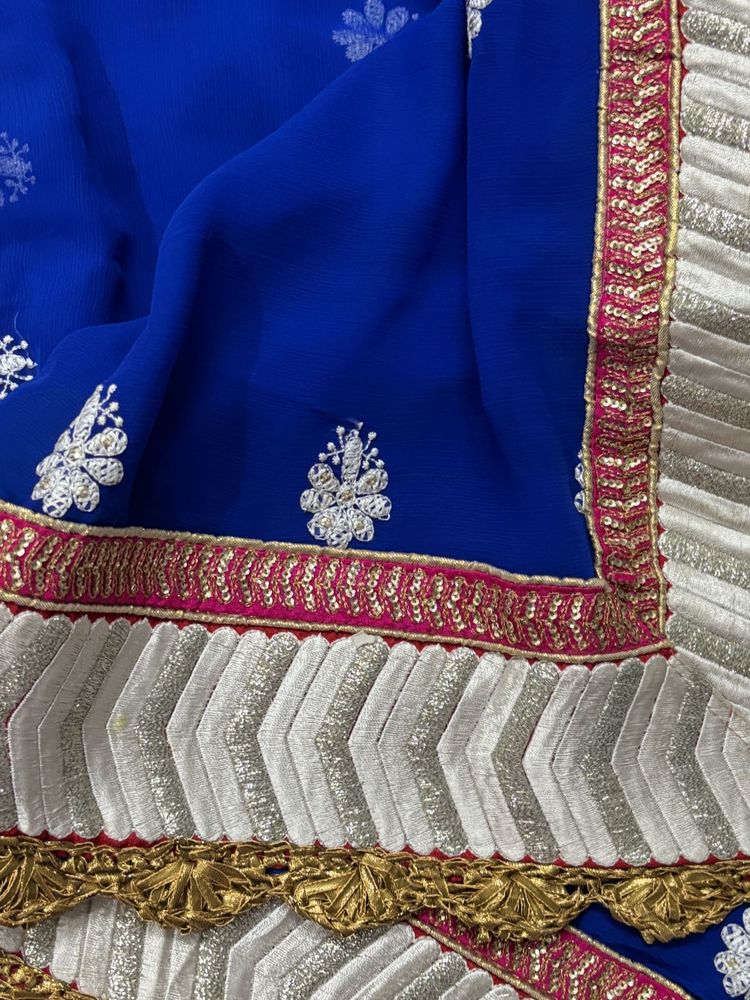 Royal Blue Embroidered Saree