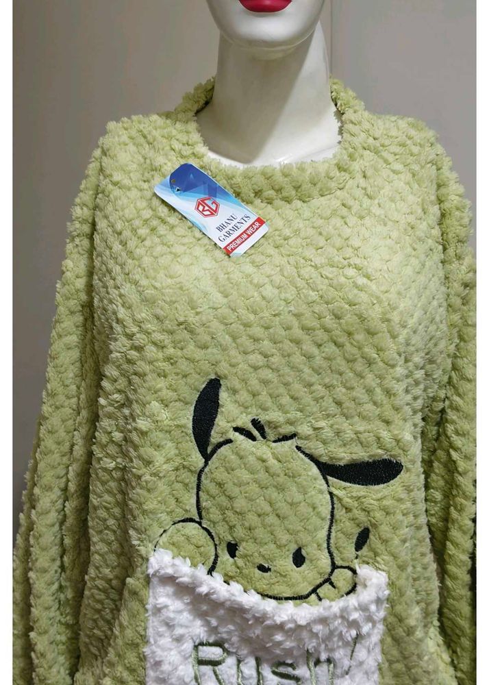 New Cute Green soft woolen night suit