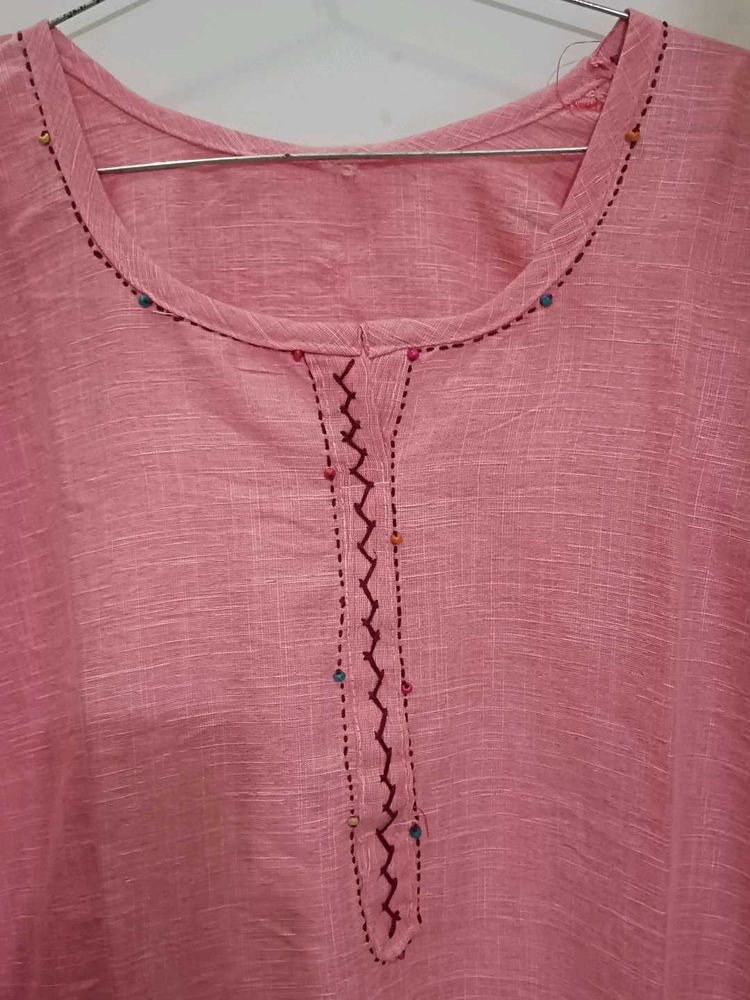 Pink Embroidered Kurta