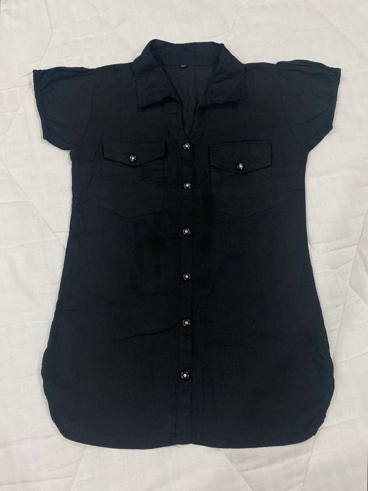 Black Shirt-Style Top