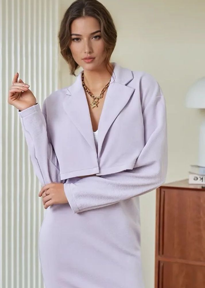 Lilac Crop Blazer And Skirt Set