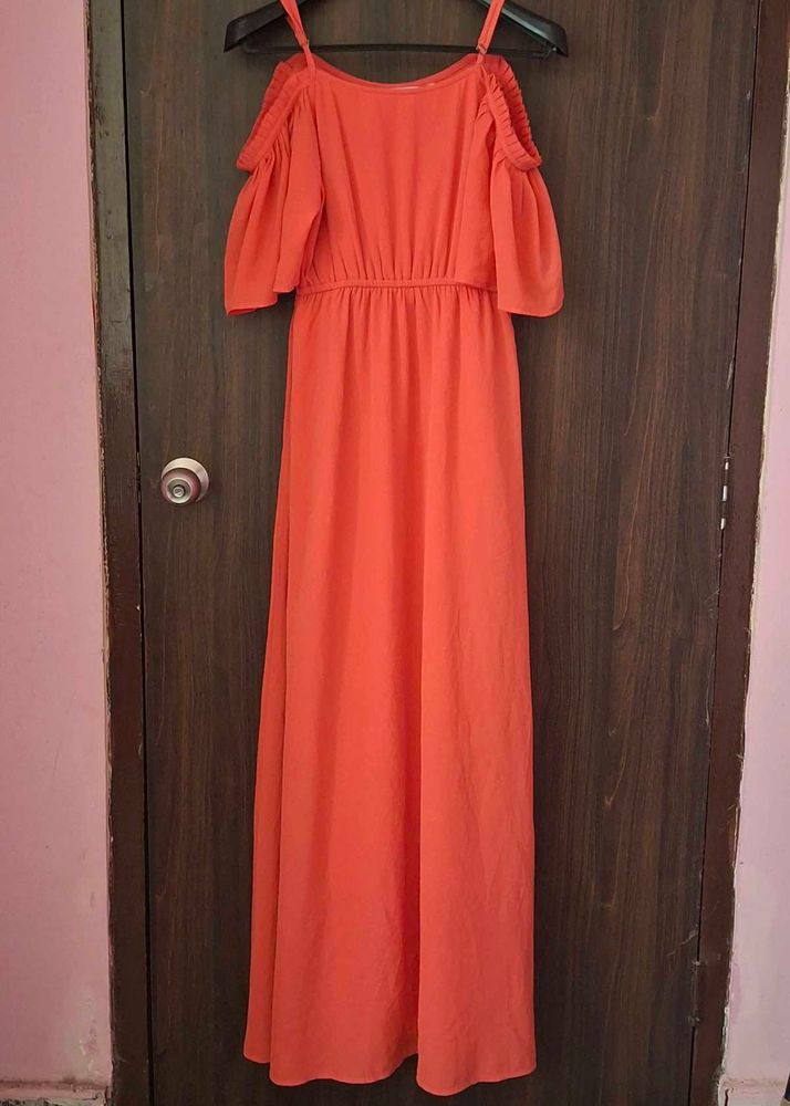 Chic Orange Maxi Dress🍂