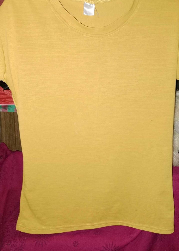 Yellow nd grey  Casual T-Shirt