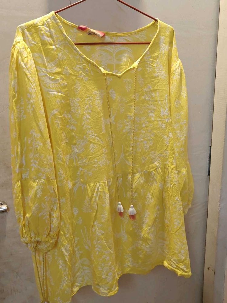 Yellow Floral Print Top