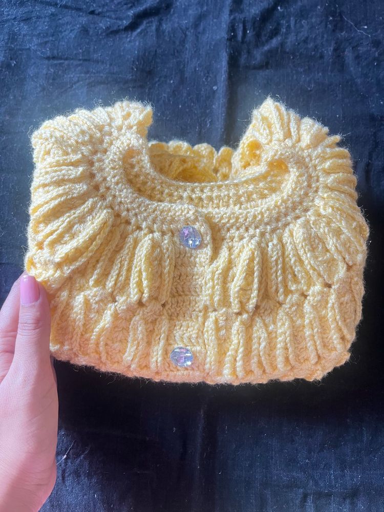 Yellow Hand-Knitted Baby Sweater