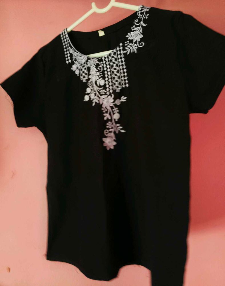 Embroidered Black T-shirt