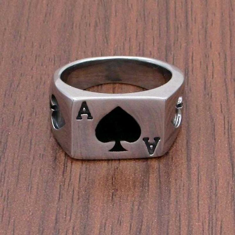 Y2k Silver Streetwear Rings Ace Of Spades