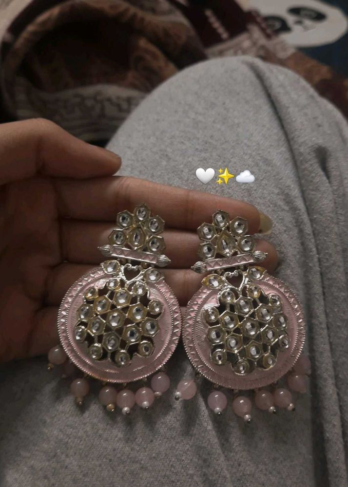 Pink Kundan Earrings