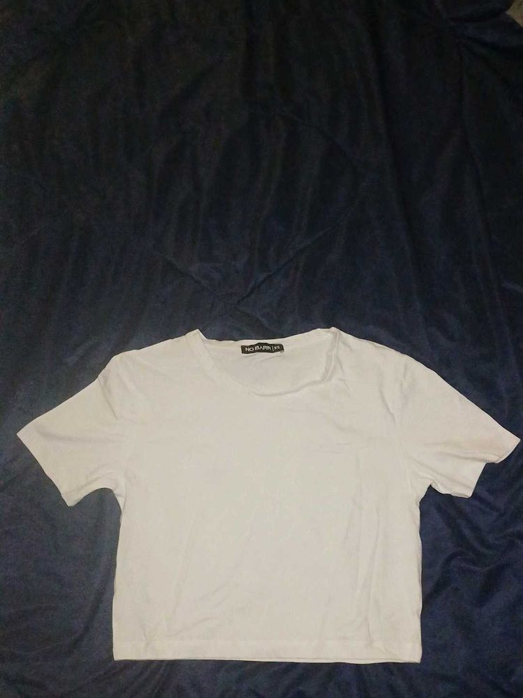 White Short Sleeve crop Top