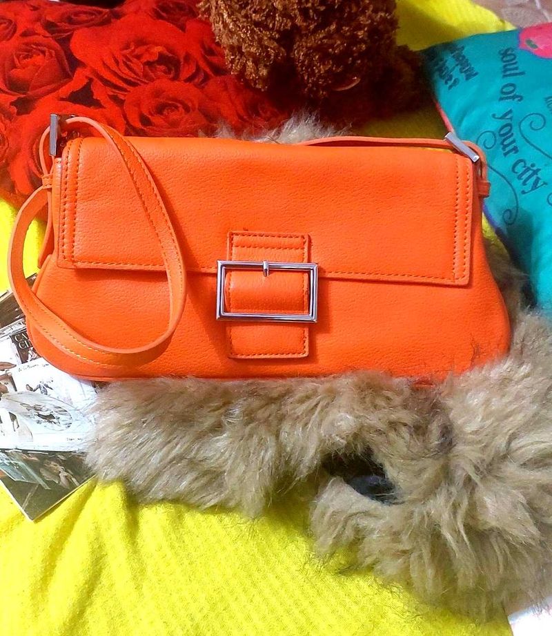 Retro Orange Buckle Shoulder Bag