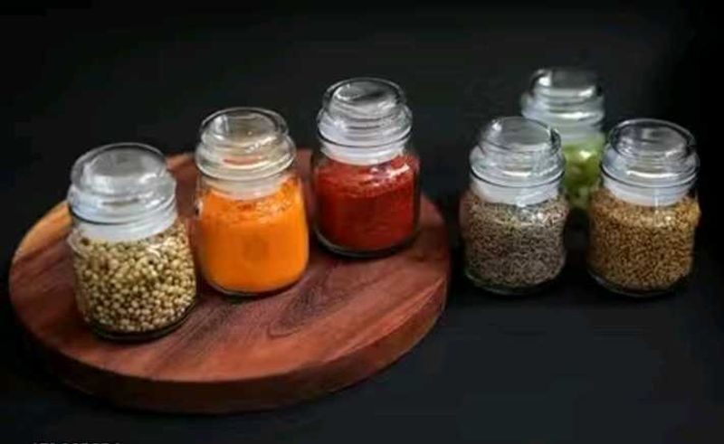 Set Of 6 Glass Spice Jar