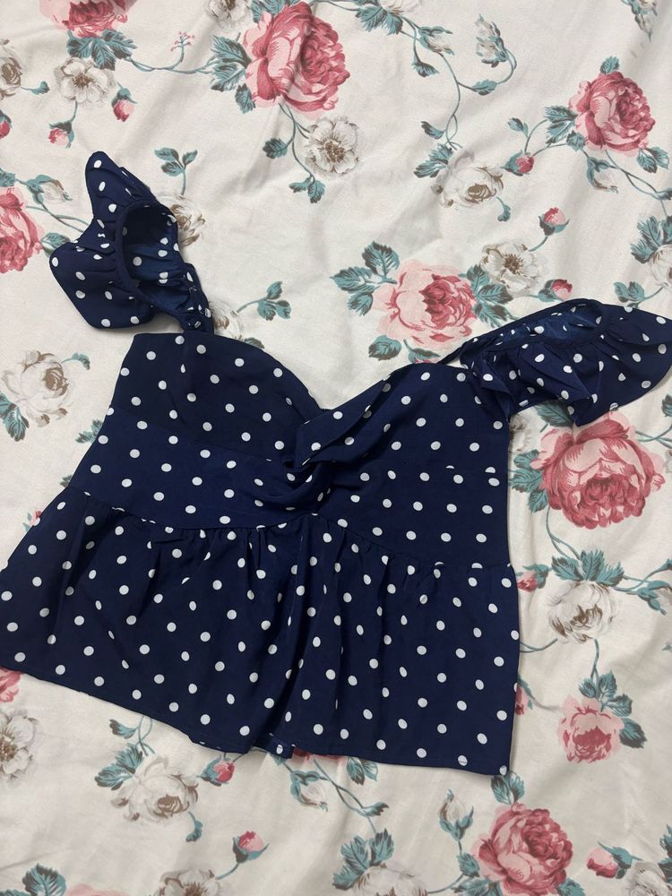 Blue Polkadot  Top