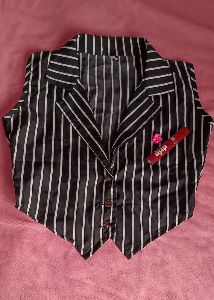 Black And White Stripped Vest