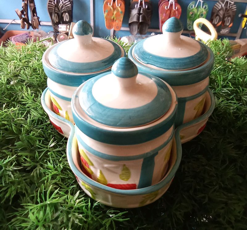 Ceramic Material Salt, Sugar, Pepper Container