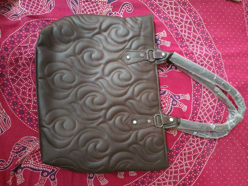 Brown Quilted Tote Bag
