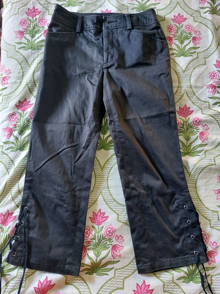 Girls Black Tie Up Lace Pants