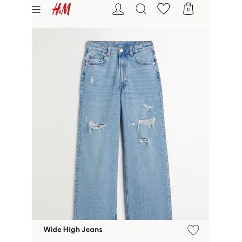 H&amp;M Ripped Wide Leg Denim Jeans