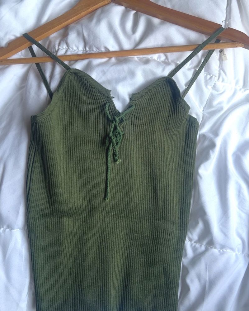 Olive Green Ribbed Tank Top